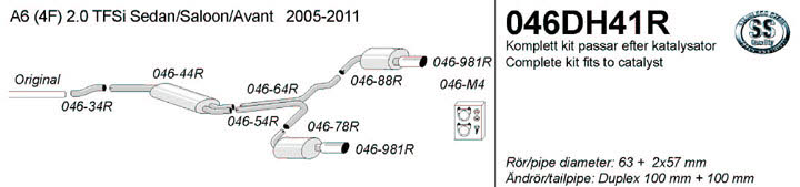 Duplex RVS Sportuitlaat Audi A6 (2005-2011) type 4F