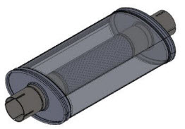 Smaal Ovale Uitlaat-demper 50mm aansltuingen