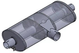 RVS Uitlaatdemper 63mm in 2x 50mm uit
