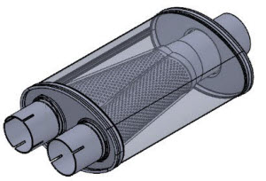 3" inlaat 2x 2,5mm uitlaatdemper