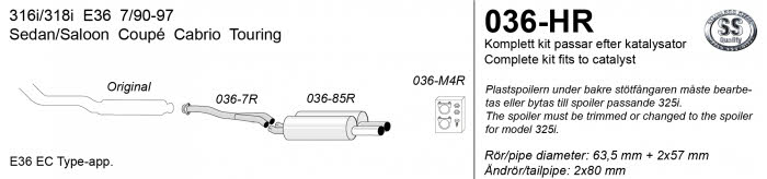 Sportuitlaat BMW E36 316i en 318i Simons