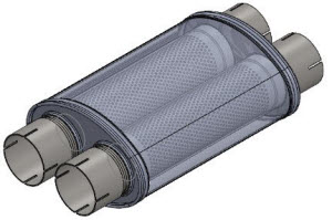 RVS 3"demper 2x in en 2x uit