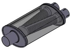 RVS uitlaatdemper 63,5mm in en 2x 51mm uit