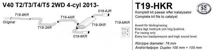 V40 4 cilinder Race Uitlaat 3"