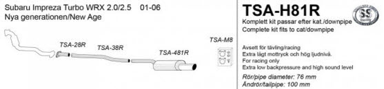 Subaryu Impreza WRX (2001-2006) Sportuitlaat 3 inch / 76mm