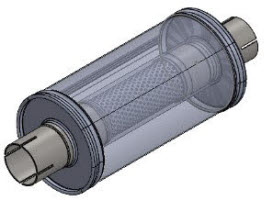 uitlaatdemper rond (12,5cm) 50mm aansluitingen