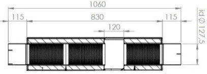 afmetingen 5"/ 127mm uitlaatdemper