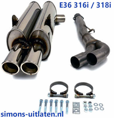 sportuitlaat BMW 316i / 318i E36 van Simons